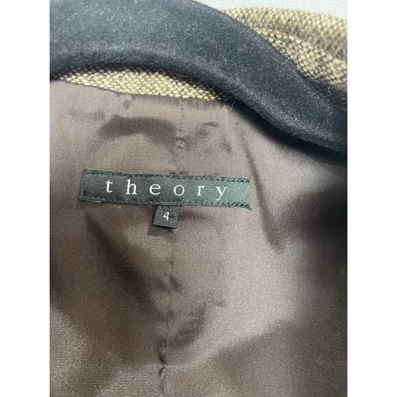 Theory Removable Fox Fur Collar Light Brown Wool Blazer Jacket SZ 4 Small Chic - Picture 4 of 6